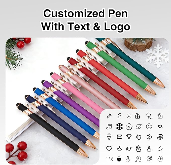 CRME Personalized Pens Custom Ballpoint Pen with Stylus Tip Customized Engraved Pens with Name/Text/Logo Black Ink Engraved Ballpoint with Stylus Gifts for Nurse Business Office Corworkers Pink Pen