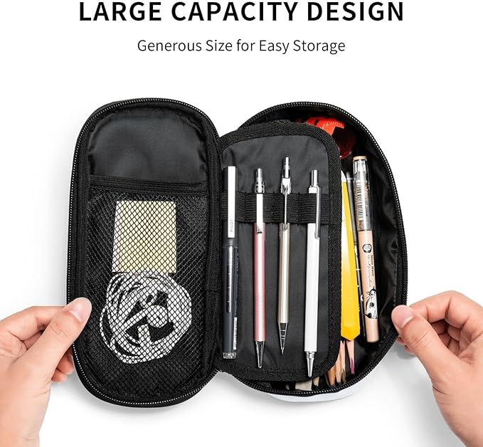 Baseball Blue White Ball Pencil Case Big Capacity Storage Pencil Pouch Stationery Bags With Zipper Portable Pen Holder Box Organizer For Boys Girls Teens Student College School Office Supplies