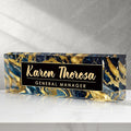 Custom Office Name Plate, Personalized Gifts for Men, Appreciation Gifts for Employees - Office Desk Accessory (Black Gold Marble)