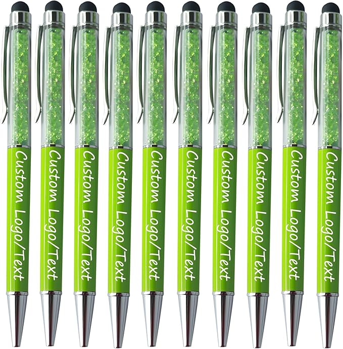Yucold Customized Pens with Name/Logo - Touch Screen Stylus Ballpoint Pen, Perfect for Weddings, Business & Personalized Gifts (Grass green,10)