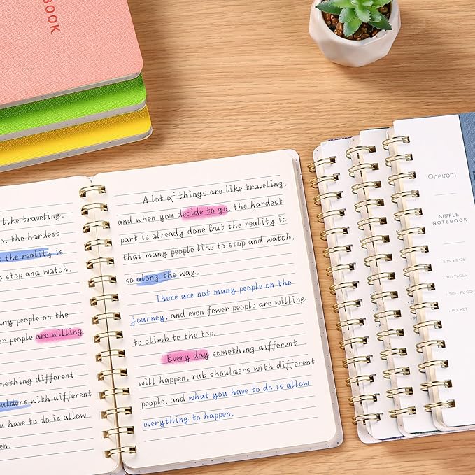 Spiral Notebook-5.75" x 8.125" College Ruled Journal with Inner Pockets and 160 Pages,PU Leather Cover Business Journal, Twin-Wire Binding Notebook Perfect for Office & Home School Supplies Navy Blue