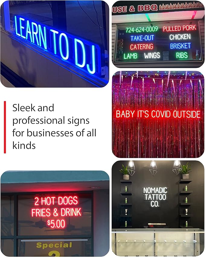 SpellBrite USE THIS DOOR Sign | Directional Sign with Neon Look, Red LED Light Source | 17.4" x 23.8"