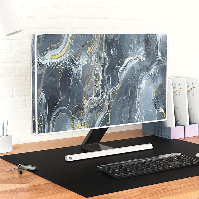 Baocicco Gray Gold Marble Waterproof 80 Inch TV Dust Cover Anti-Static Dustproof Protective Aesthetic Texture Screen TV Covers Full Body Cover for Television Screen Desktop PC LED LCD OLED