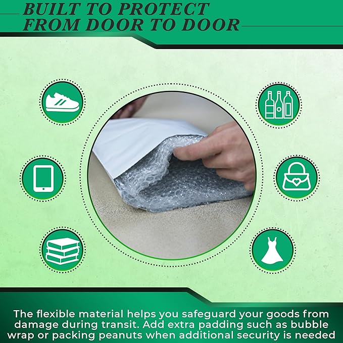 100 Pack Secure Seal White Poly Mailers - 26x32 Safe Shipping Bags - E-Commerce Self Sealing 2 Mil Poly Envelopes