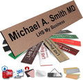 Engraved Name Plates for Door Sign Personalized Textured Copper Plastic Plaque with Black Letters - Made in USA 2x4 M2