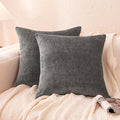Amazon Basics Chenille Throw Pillow Covers, Home Decor Cushion Cover for Bedroom Living Room Couch Bed, 20" W × 20" L, Dark Gray