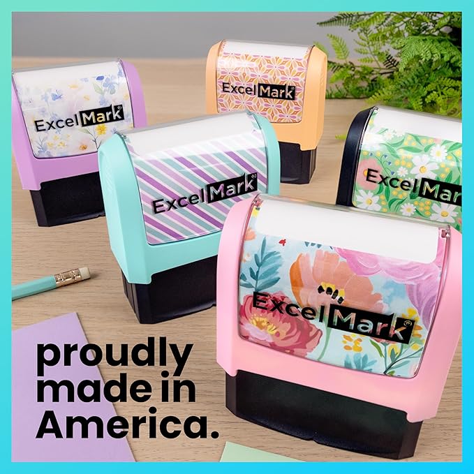 ExcelMark Address Stamp - Custom Return Address Stamp with Elegant Designs, Vibrant Colors & Patterns – Perfect for Mail, Invitations & Gifts (Peach Mount, Custom)