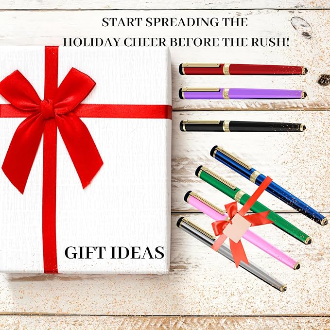 Dryden Designs Fountain Pen - Medium and Fine Nibs | Includes 24 Ink Cartridges and Ink Refill Converter | Calligraphy Pen, Consistent Writing, Smooth Flow - Pearl White.