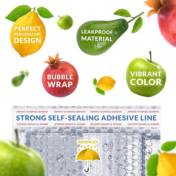Amiff Silver Thermal Bubble Mailer, 10 x 10.5 Inches. 100 Pack Metallic Bubble Mailers. Self-Seal Insulated Mailers for Cold Shipping. Padded Envelopes Waterproof. Thermal Bag for Food, Cosmetics
