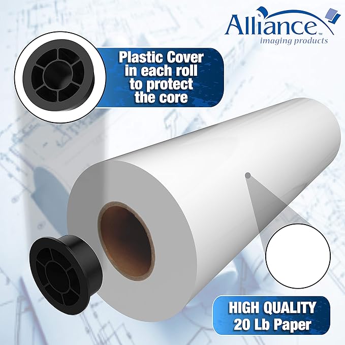 Alliance Wide Format Paper 24" x 500' Rolls Bond Engineering (20lb | 120 Rolls, 24 In x 500 Ft | 3" Core)
