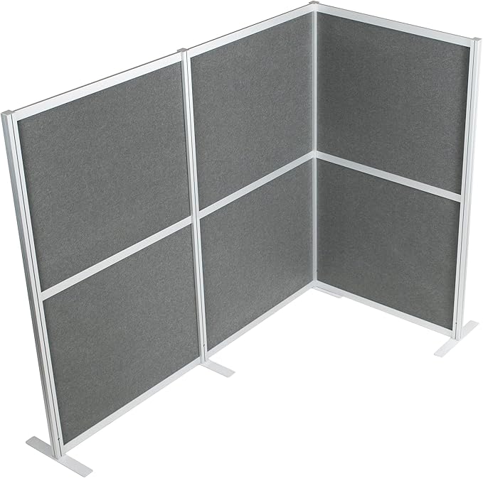 VIVO L-Shape Modular Corner Wall System, 3 Panels, Modern Professional Office Cubicle Dividers, Freestanding Privacy Screen, 66 inches High, Dark Gray, PP-MWS63D-L