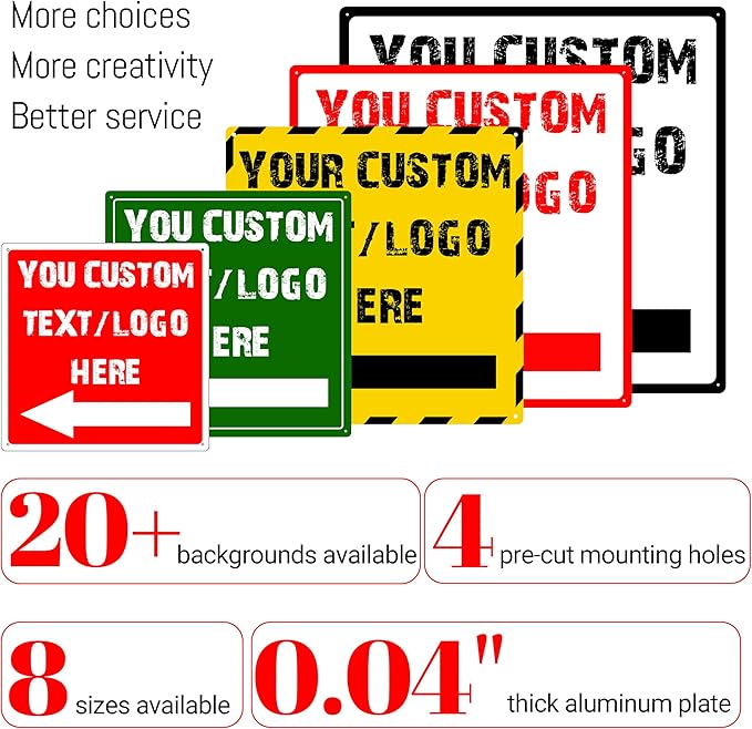 Custom Square Outdoor Signs - 10 * 10 inches - UV-resistant, for parks、 community areas、supermarket