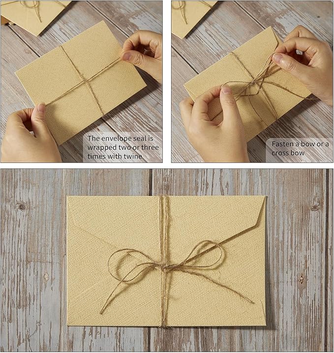 Tuhangcc Stationery Writing Paper and Envelopes Set with Jute Rope 4 X 6 for Writing Letter, (20 Best Paper with 10 Heavyweight envelopes),by Better Gift Office Products(Red)
