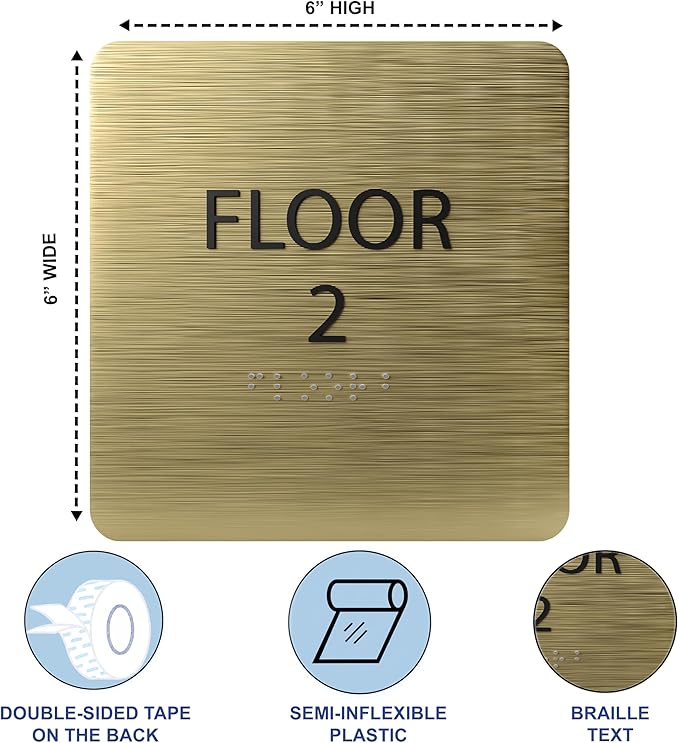 Navy ADA Floor 2 Sign with Braille – Made from Durable Acrylic and Ready to Mount