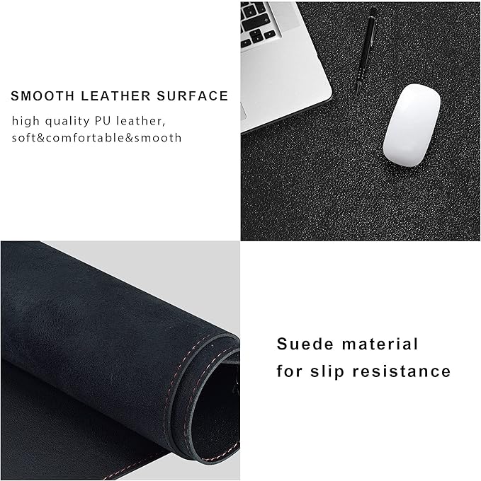 ZORESYN Conference Table Pads (66.9" x 27.6") - PU Leather Extended Large Mousepad Desk Mat - Nonslip Base and Waterproof Desktop Writing Pad Mouse Mat (Black)