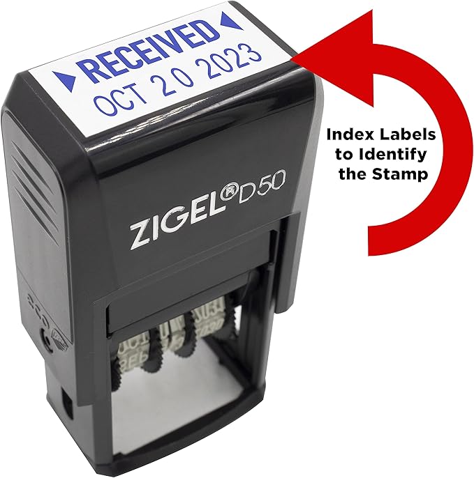 ZIGEL D50 Date Stamp with Entered - Self Inking Date Stamp - Blue