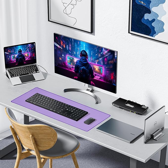 ALOANES Waterproof Mouse Pad with Durable Stitched Edge, XL Gaming Keyboard Pad, Non-Slip Rubber Base Mouse Mat, Extended Desk pad for Gamer, Office & Home, Lavender Mousepad 31.5''x 11.8''x 0.12''