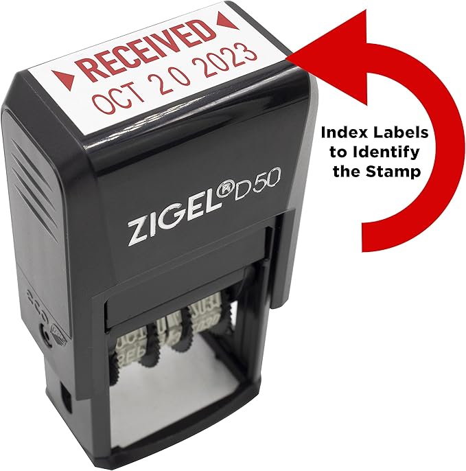 ZIGEL D50 Date Stamp with MAILED - Self Inking Date Stamp - Red