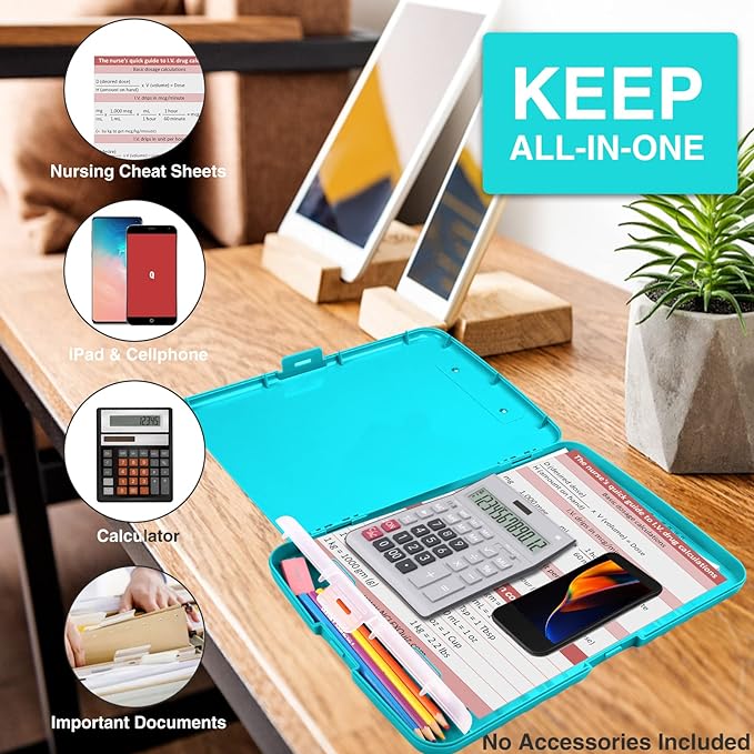 Sooez Clipboards with Storage, High Capacity Clip Boards 8.5x11 with Storage, Heavy Duty Nursing Clipboard Folder, Plastic Clipboard with Pen Holder for Women Teachers Work, School & Office Supplies