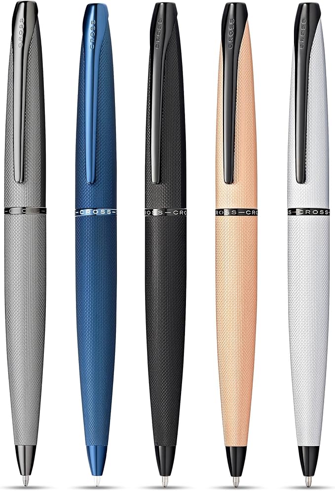Cross ATX Refillable Ballpoint Pen Presented in a Luxury Gift Box - Medium Point, Black Ink, Sandblasted Dark Blue
