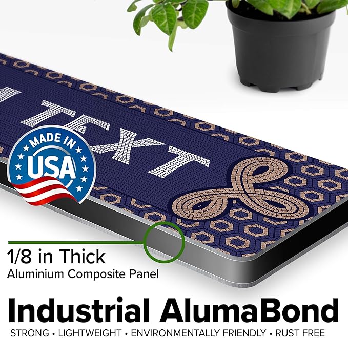 Custom Sign, Custom Street Sign, 11 Font Colors, 13 Font Styles, 4 Hole Options, 22 Sizes, 3x12 Inches, Rust Free DiBound, Fade Resistant, Made in USA by My Sign Center (Fauxsaic 1)