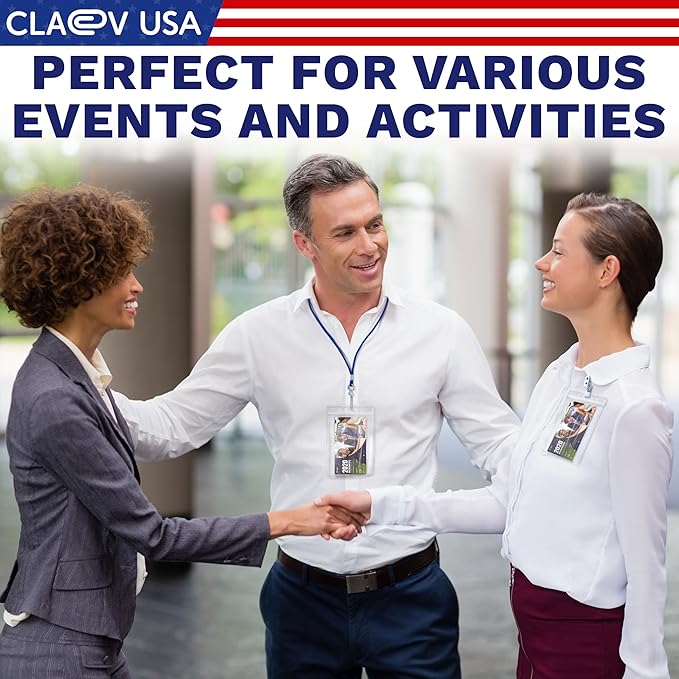 Claev Flexible and Tear Resistant Vertical 4x6 Passport & Card Holders (4x6 Extra Large (XXL), 100 Pack), Clear Zipperless ID Plastic Name Card Badge Holders for Travel, Conferences, Conventions