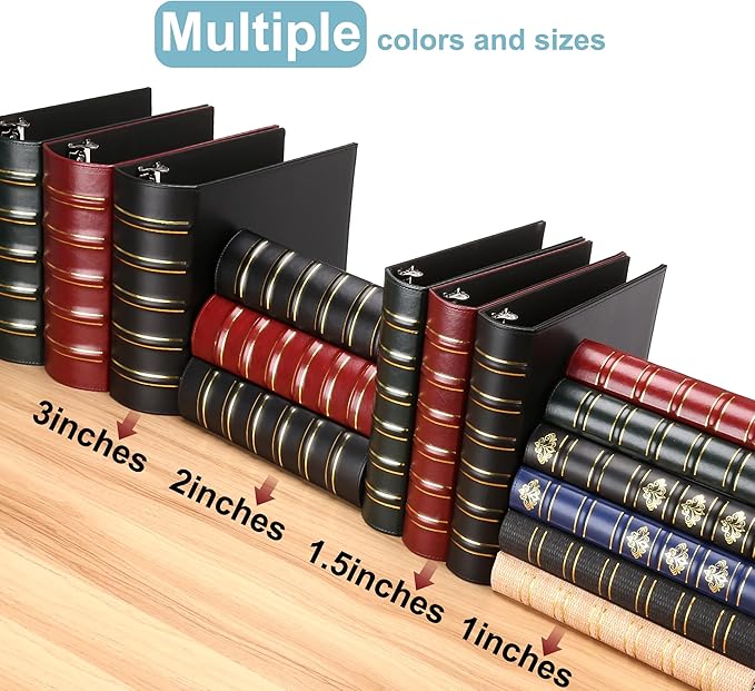 LETVPVOW Vintage Hardback 3 Ring Binder 2 Inch, Professional Leather Binder 3 Ring, Three Ring Binders Fits 8.5" x 11", D Ring Binders for Photo Album, Home, School and Office Supplies- Dark Red