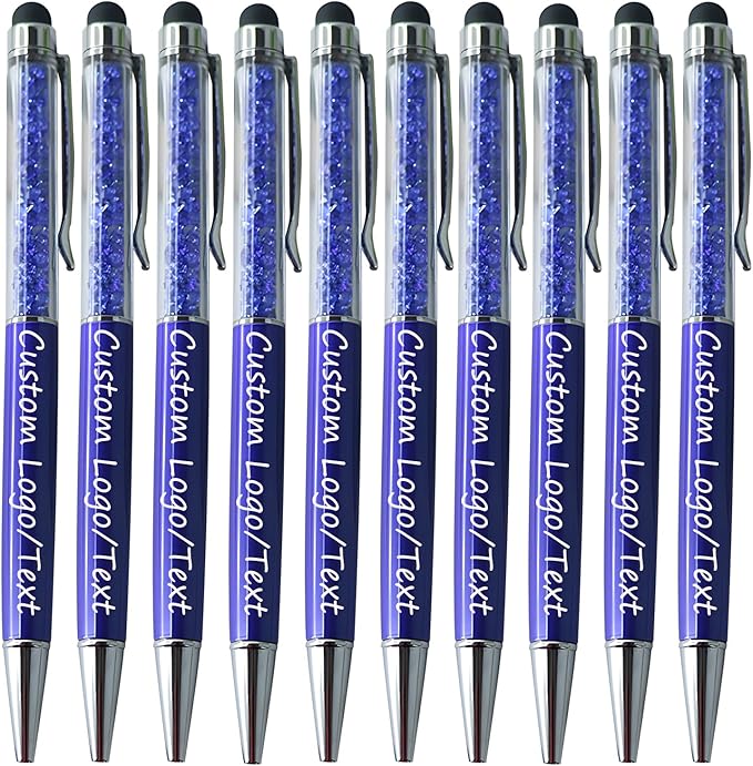 Yucold Customized Pens with Name/Logo - Touch Screen Stylus Ballpoint Pen, Perfect for Weddings, Business & Personalized Gifts (Royal blue,200)