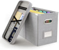 Oterri File Organizer with Lid, Hanging Filing Box with Mesh Pocket, Document Organizer for Letter Files, Portable Storage Box with Smooth Sliding Rail for Office & Home (1 PCS, Light Grey)