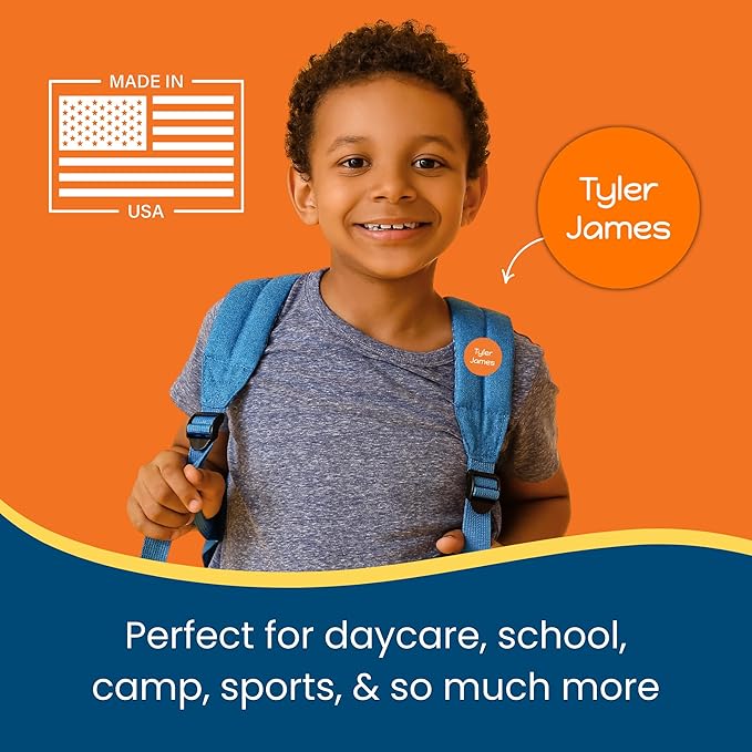 Name Bubbles - Basic Daycare Name Stickers for Kids (102 ct) Personalized Waterproof Name Labels for School Supplies, Clothing Tags, Baby Bottles, All Ages - Washable Stick-On Labels (Neutral Color)