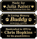 Caramel Sweet Life Personalized Name Plates, Black Engraved Plaque with Gold Text, Trophy Plates Engraved, Custom Name Plate with Adhesive Backing or Screws, 3" W x 1" H