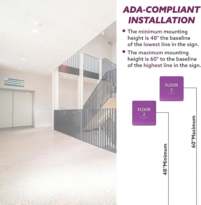 Grey w/Black ADA Floor 2 Sign with Braille – Made from Durable Acrylic and Ready to Mount
