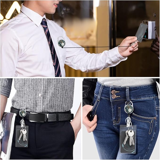 Giancomics Floral Lanyards for Id Badges, Weeds ID Badge Holder with Retractable Reel, Vintage Teacher Lanyard with Keychain Clip Name Tag Card Holder for Women Gift
