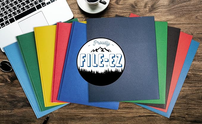 FILE-EZ Two-Pocket Folders, Gray, 25-Pack, Textured Paper, Letter Size (EZ-32530)