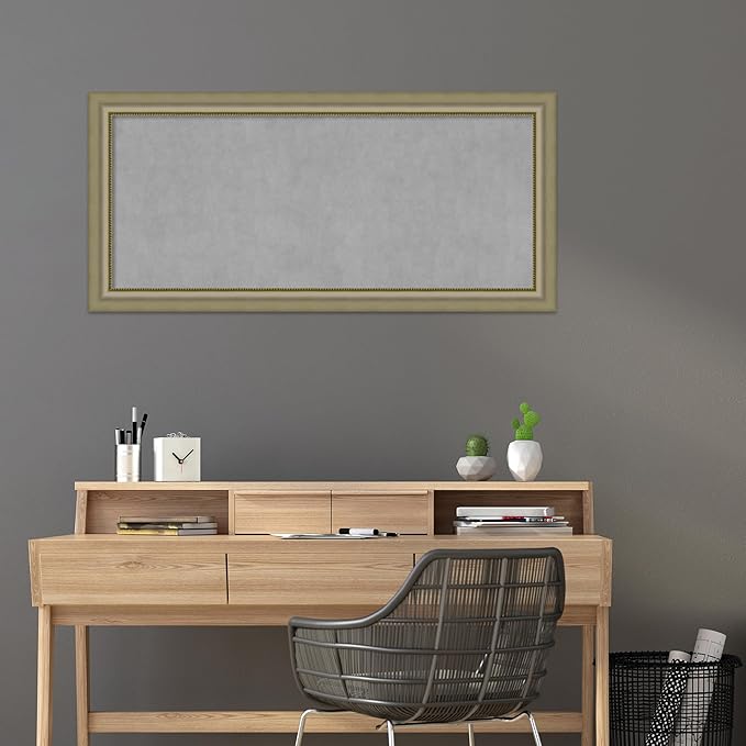 Amanti Art Silver Framed Magnetic Board 25x53 Oversize Vision Board for use with Magnets, 100% Metal Sheet to Display Items as Office Decor or for Home Organization in mudroom, Kitchen or Kids Room