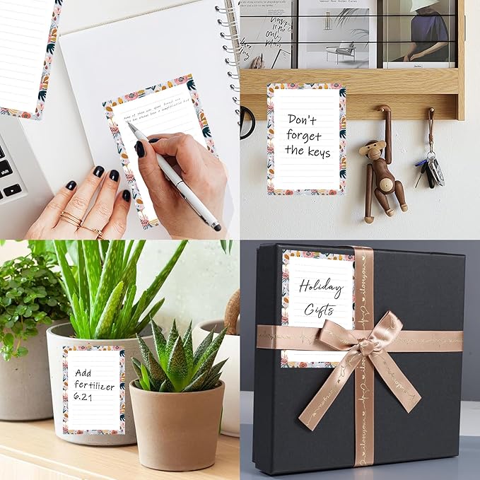 SXboxing Sticky Notes 4X6 Inches, 2 Pack Large Cute Self-Stick Pads, Bright Funny Memo Pads Easy to Stick for Home, Office Blue Boho Flowers