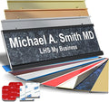Personalized Name Plate with Choice of Mounting for Walls, Doors, Desk Holders, Cubicles, Hanging and More - Custom Mojave Black Plastic White Letters - USA Made 2x8 - N8