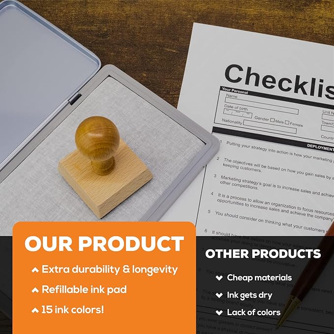 Metal Case Stamp Pad Large Size, Dark Yellow Color - Size: 3" x 6" - Choose from 15 Ink Colors