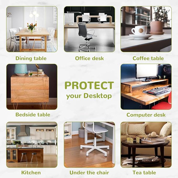 Eisdroma 36 x 96 Inch Clear Table Cover Protector, Clear Table Protector for Dining Room Table, 1.5mm Plastic Table Cover, Waterproof Table Pad for Kitchen, Office