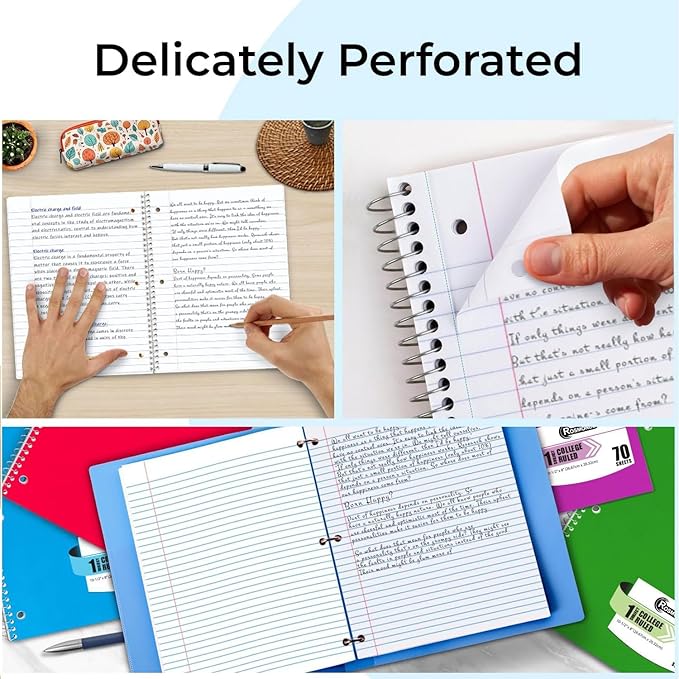 Rosmonde 720 Packs (Pallet) 1 Subject Notebooks, Spiral Notebook Bulk, College Ruled, Pallet of Notebooks,70 Sheets (140 pages), 8 x 10-1/2",Bulk Spiral Notebooks for School & Office, 4-7 Days Transit