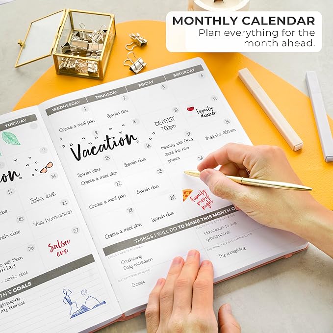 Clever Fox Planner PRO – Weekly & Monthly Life Planner to Increase Productivity, Time Management and Hit Your Goals, 8.5x11″ (Orange)