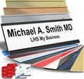Custom Name Plate for Doors, with Choice of Mounting Holders for Walls, Doors, Cubicles, Hanging and More - Personalized White Plastic Black Letters - USA Made 2x6 - B16