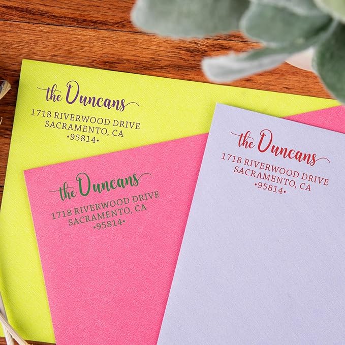 The Duncans Personalized Self-Inking Address Stamp | Envelope Return Address Stamp for Couples and Families | Custom Rubber Address Stamp (2, Medium)