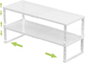 Jojocross Expandable Adjustable Stackable Kitchen Organizer, Spice Rack,Metal Pantry Storage Shelves Racks,Counter Shelf for Cabinets, Countertop, Cupboard(2 Packs/Large/White)
