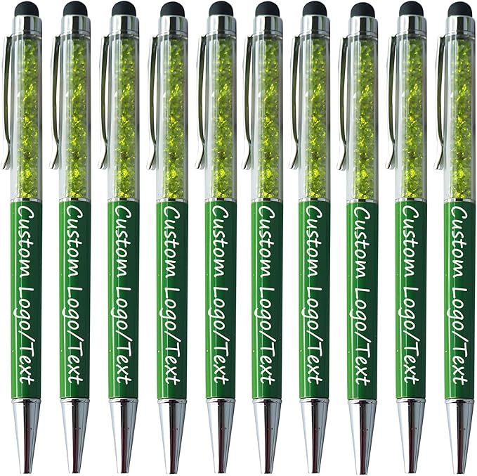 Yucold Customized Pens with Name/Logo - Touch Screen Stylus Ballpoint Pen, Perfect for Weddings, Business & Personalized Gifts (Military Green,500)