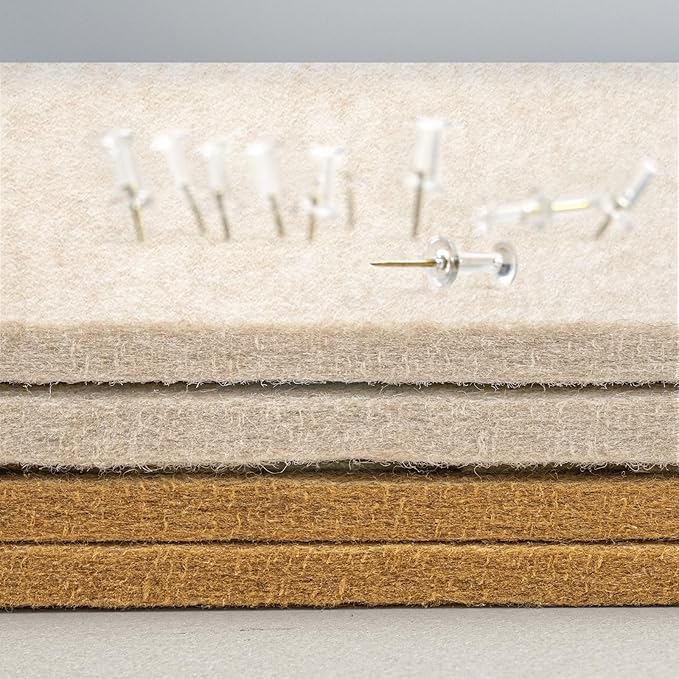 Bulletin Board, 36 x 24 inches Felt Board - Decorative Pin Board, Cork Board Alternative for Wall, 3' x 2' Foldable Self-Adhesive Vision Board Prayer Board with 20 Pushpins - Oatmeal