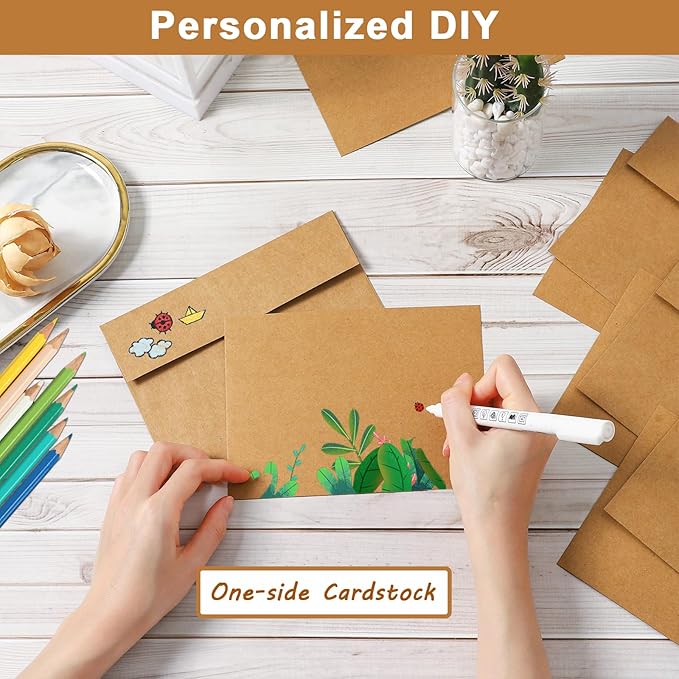 Silunkia Brown Blank Greeting Cards and Envelopes 5 x 7 Heavyweight Flat Cardstock and A7 Envelopes Printable Self Seal 20 Packs for DIY Wedding Invitations, Baby Shower, Thank You Cards