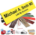 Door Name Plate Personalized for Office Yellow Plastic Name Plate Black Letters - Made in USA 2x12 B4