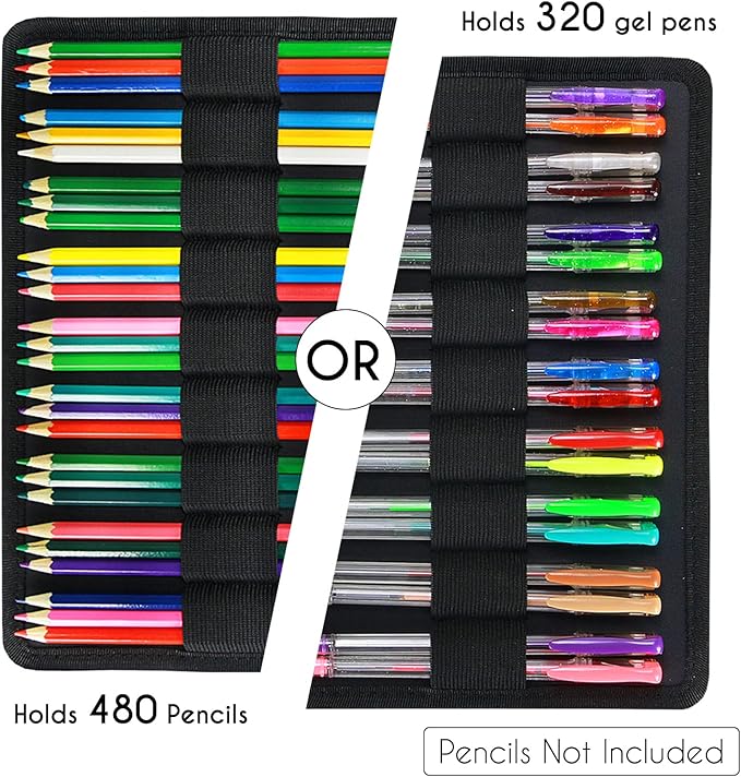 YOUSHARES Big Capacity Colored Pencil Case - 480 Slots large Pen Case Organizer with Multilayer Holder for Prismacolor Colored Pencils & Gel Pen (Grey Rose)