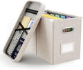 Oterri File Organizer Box with Lid, Hanging Filing File Box with Mesh Pocket, Document Organizer Box for Letter Files, Portable Storage Box with Smooth Sliding Rail for Office&Home (1 PCS, Beige)